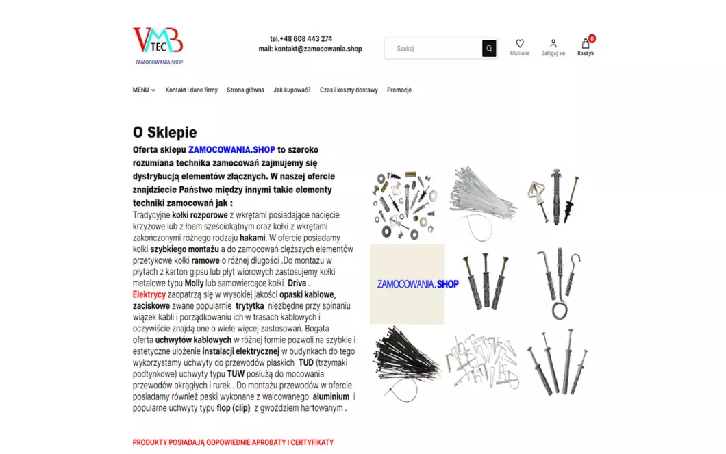 Zrzut ekranu strony zamocowania.shop