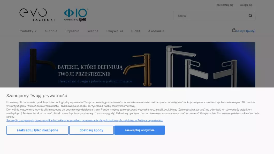 Zrzut ekranu strony Armatura łazienkowa | Sklep internetowy evolazienki.pl