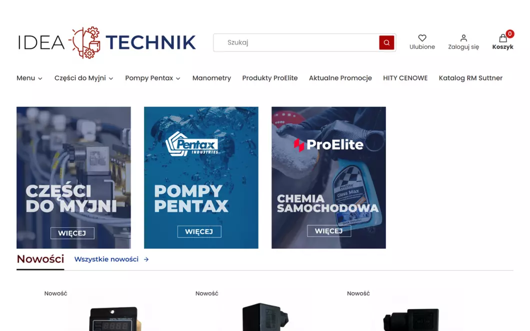 Zrzut ekranu strony Sklep IDEA TECHNIK