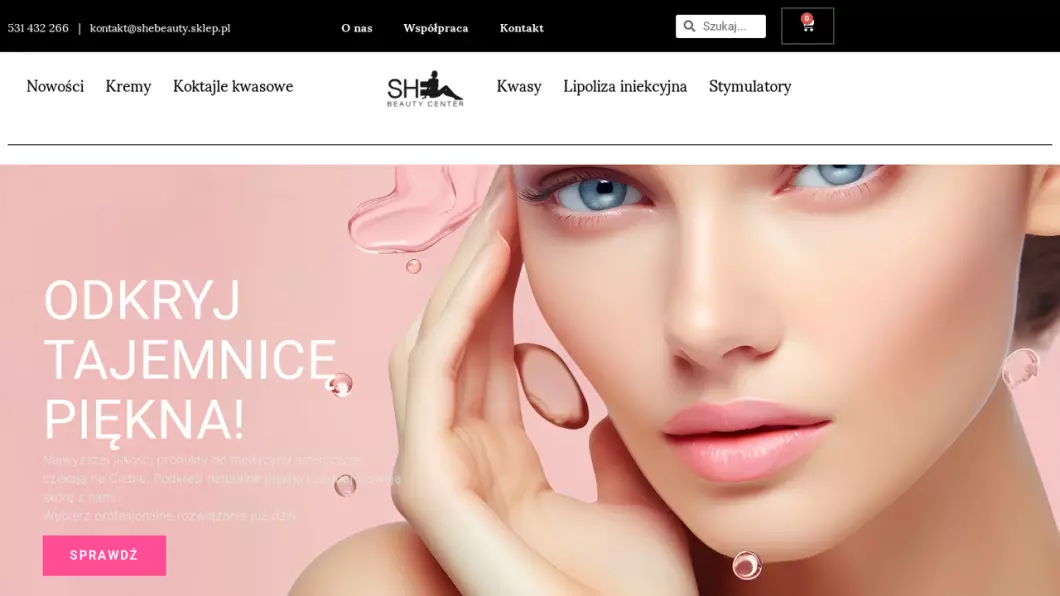 Zrzut ekranu strony Produkty do medycyny estetycznej SheBeauty