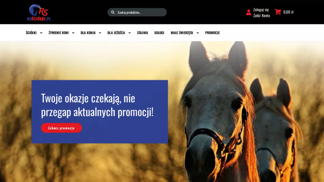 Zrzut ekranu strony RSściółki - produkty dla koni