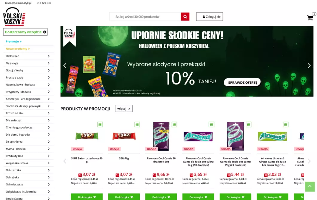 Zrzut ekranu strony Polski Koszyk