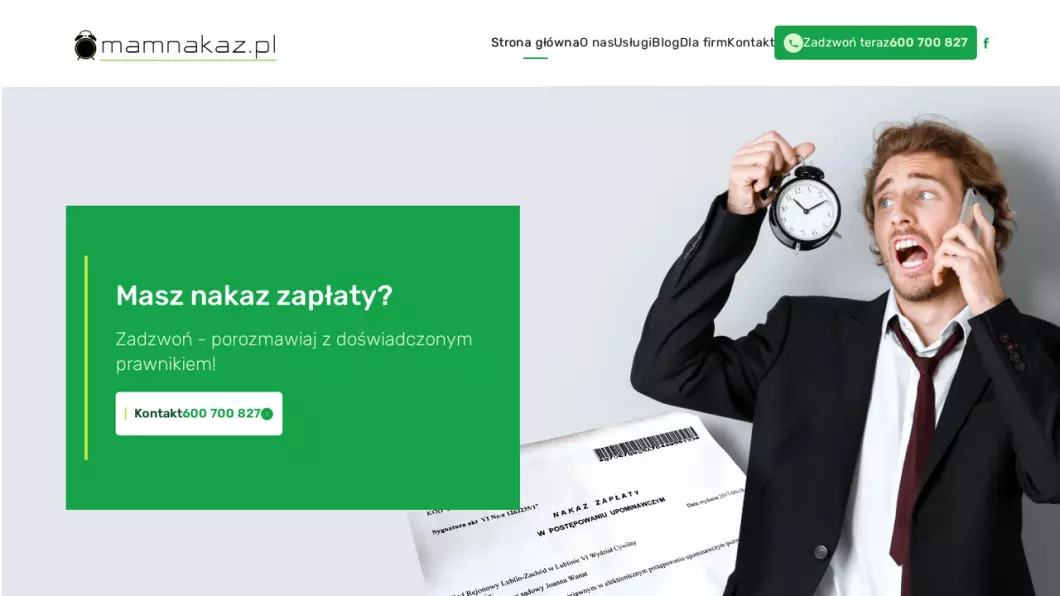 Zrzut ekranu strony Mamnakaz.pl
