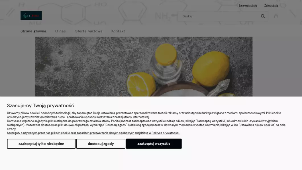 Zrzut ekranu strony Surowce chemiczne E-Biola
