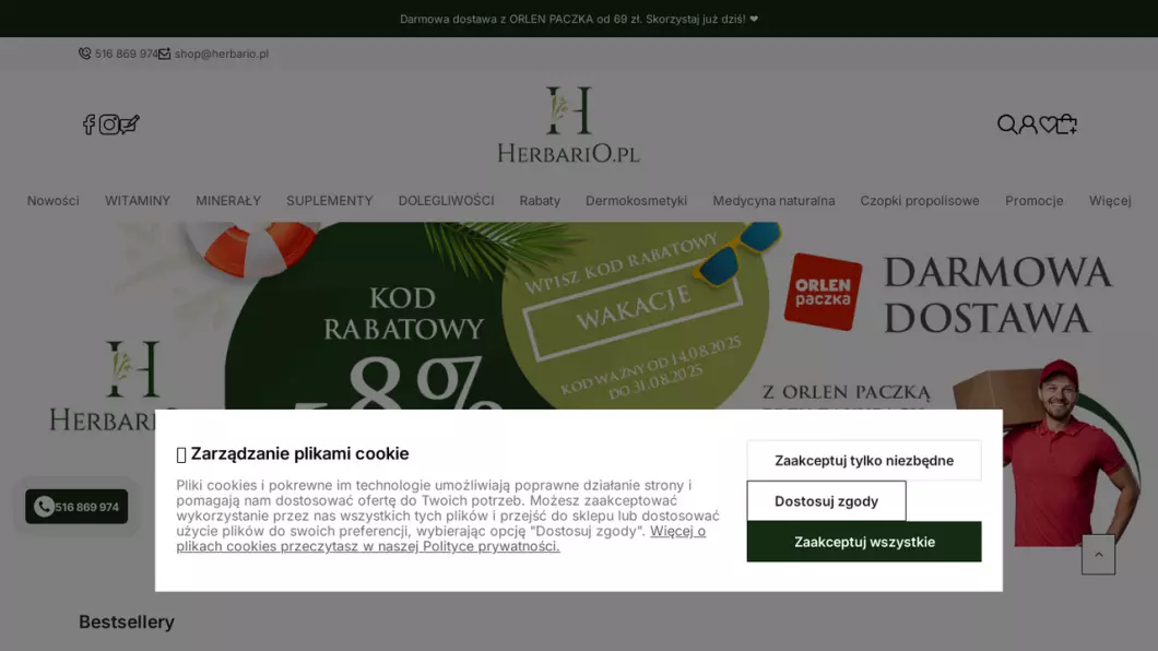 Zrzut ekranu strony Herbario