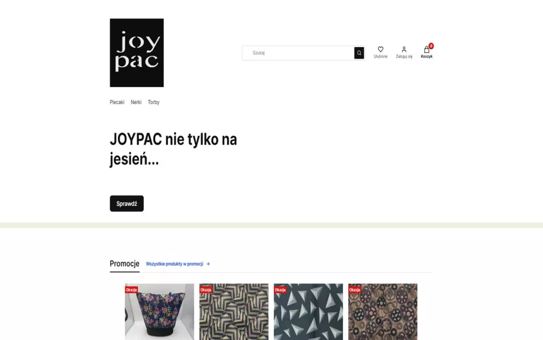 Zrzut ekranu strony joy pac