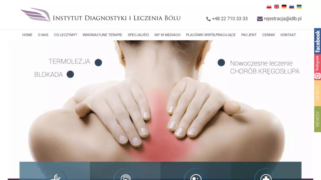 Zrzut ekranu strony Lecenie bólu głowy | Instytut Diagnostyki i Leczenia Bólu