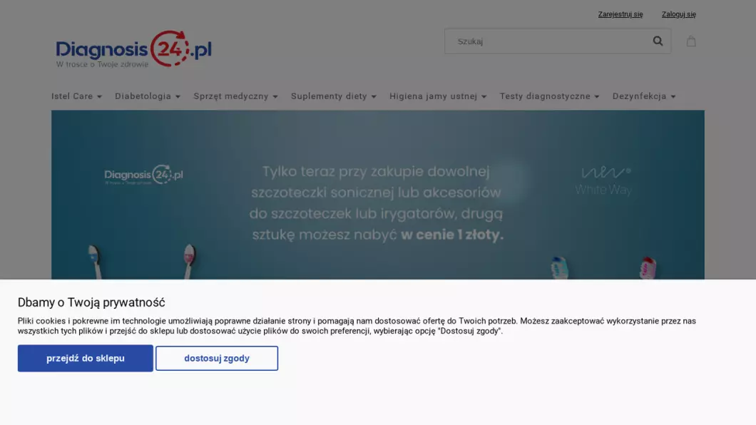 Zrzut ekranu strony sklep medyczny online - Diagnosis24.pl