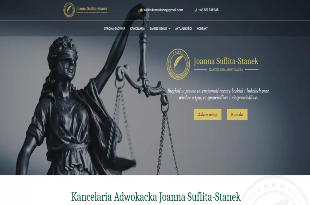 Zrzut ekranu strony Joanna Suflita-Stanek - Kancelaria prawna