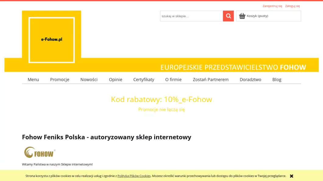 Zrzut ekranu strony e-Fohow Polska - tradycyjna medycyna chińska